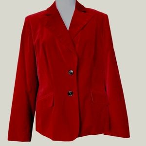 Options burgundy velvet jacket blazer fitted single-breasted 2-button closure 12